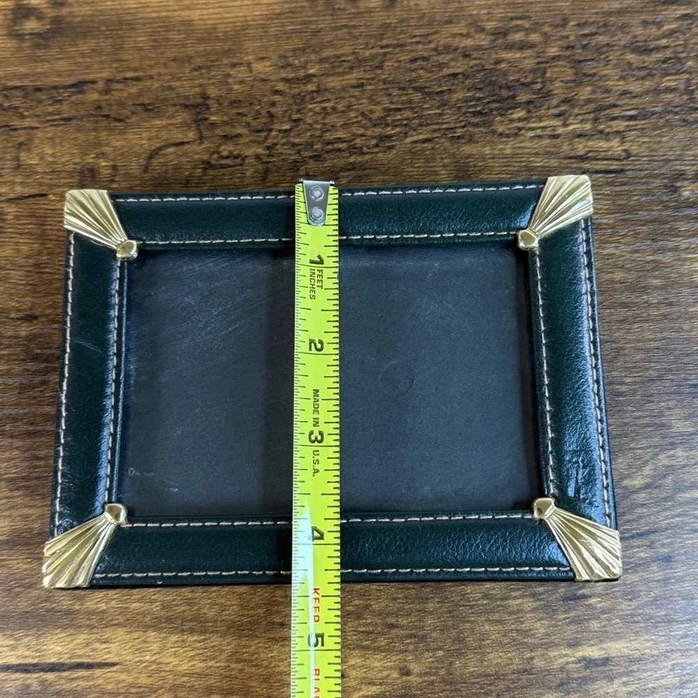 Elegant Black Vegan Leather and Gold Picture Frame 6” x 4”